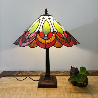 Traditional Vintage Tapered Round Square Glass Resin 1-Light Table Lamp For Living Room