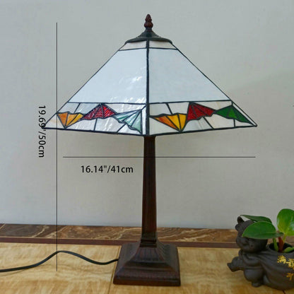 Traditional Vintage Tapered Round Square Glass Resin 1-Light Table Lamp For Living Room