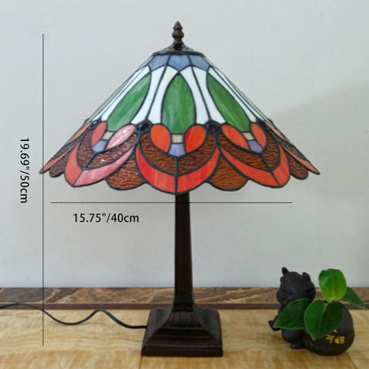 Traditional Vintage Tapered Round Square Glass Resin 1-Light Table Lamp For Living Room