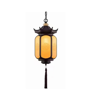 Traditional Chinese Hexagonal Gazebo PC Aluminum 1-Light Pendant Light For Garden