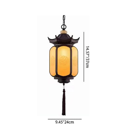Traditional Chinese Hexagonal Gazebo PC Aluminum 1-Light Pendant Light For Garden