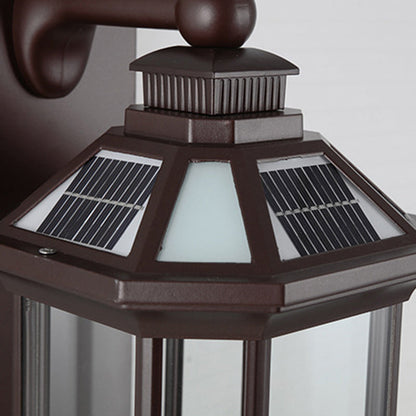 Traditional Vintage Octagonal Square Waterproof Glass Aluminum 1-Light Wall Sconce Lamp For Outdoor Patio