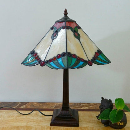 Traditional Vintage Conical Square Glass Resin 1-Light Table Lamp For Living Room