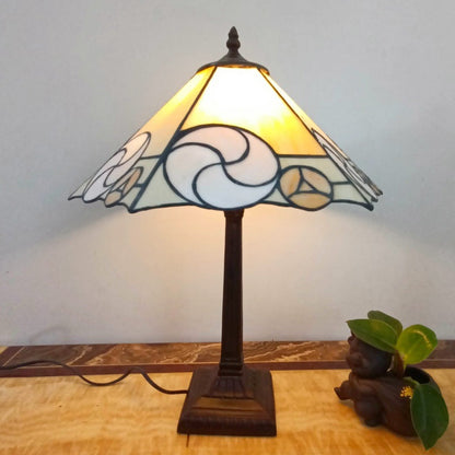 Traditional Vintage Conical Square Glass Resin 1-Light Table Lamp For Living Room