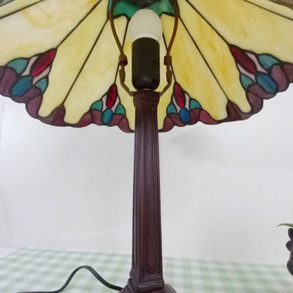 Traditional Vintage Conical Square Glass Resin 1-Light Table Lamp For Living Room