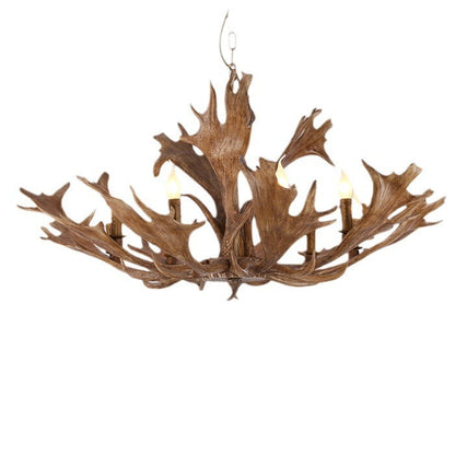 Traditional Vintage Antlers Branch Glass Resin 5/6/8 Light Chandeliers For Living Room