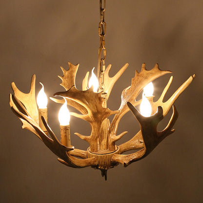 Traditional Vintage Antlers Branch Glass Resin 5/6/8 Light Chandeliers For Living Room