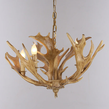 Traditional Vintage Antlers Branch Glass Resin 5/6/8 Light Chandeliers For Living Room