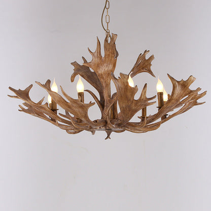 Traditional Vintage Antlers Branch Glass Resin 5/6/8 Light Chandeliers For Living Room