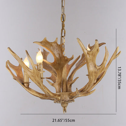 Traditional Vintage Antlers Branch Glass Resin 5/6/8 Light Chandeliers For Living Room