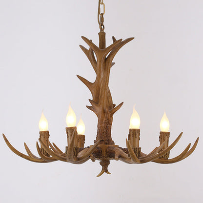Traditional Vintage Antlers Branch Glass Resin 5/6/8 Light Chandeliers For Living Room