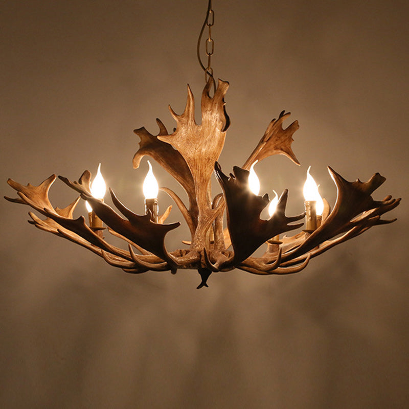 Traditional Vintage Antlers Branch Glass Resin 5/6/8 Light Chandeliers For Living Room