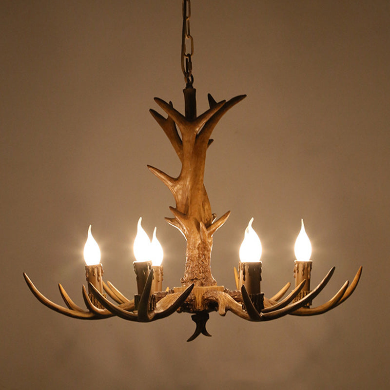 Traditional Vintage Antlers Branch Glass Resin 5/6/8 Light Chandeliers For Living Room