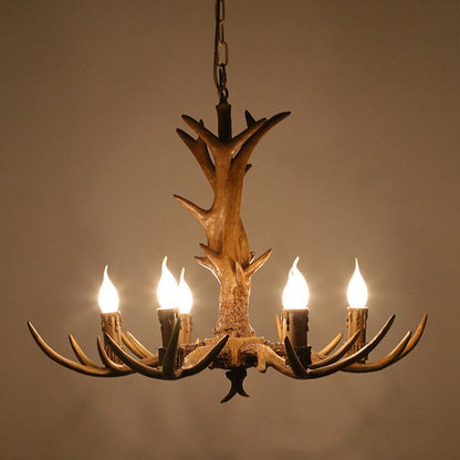 Traditional Vintage Antlers Branch Glass Resin 5/6/8 Light Chandeliers For Living Room