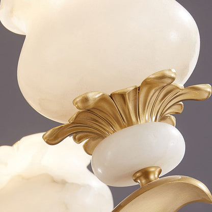 Modern Luxury Floral Round Branch Marble Brass 6/8/10 Light Chandeliers For Living Room