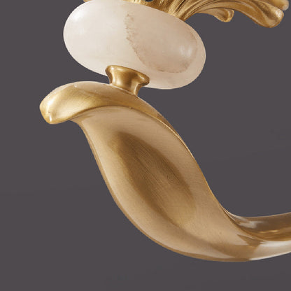 Modern Luxury Floral Round Branch Marble Brass 6/8/10 Light Chandeliers For Living Room