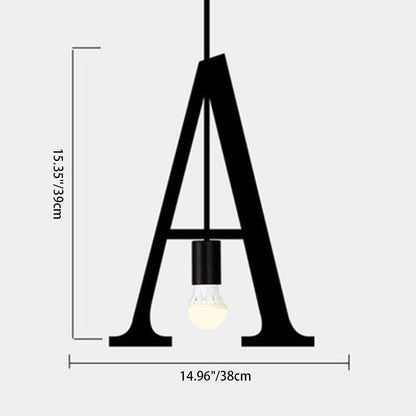 Modern Minimalist Letter Shape Line Glass Iron 1-Light Pendant Light For Living Room