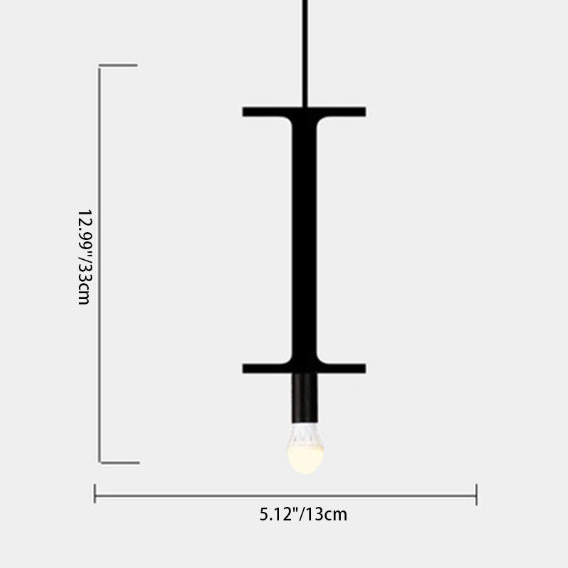 Modern Minimalist Letter Shape Line Glass Iron 1-Light Pendant Light For Living Room