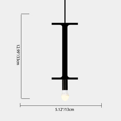Modern Minimalist Letter Shape Line Glass Iron 1-Light Pendant Light For Living Room