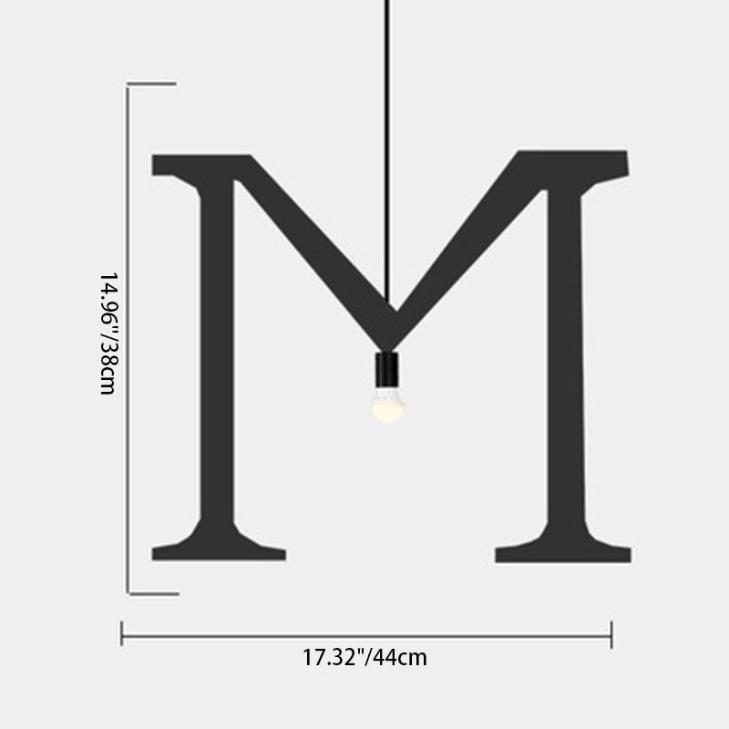 Modern Minimalist Letter Shape Line Glass Iron 1-Light Pendant Light For Living Room