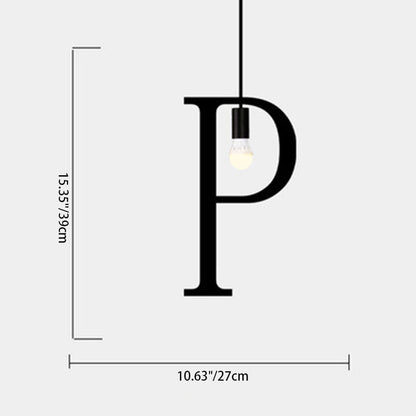 Modern Minimalist Letter Shape Line Glass Iron 1-Light Pendant Light For Living Room