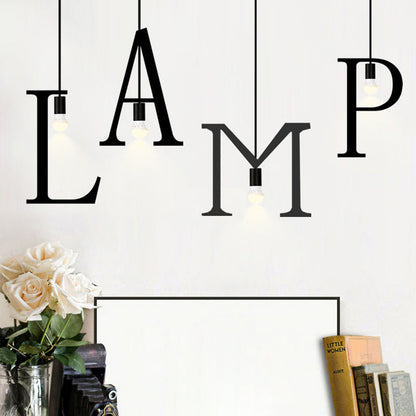 Modern Minimalist Letter Shape Line Glass Iron 1-Light Pendant Light For Living Room