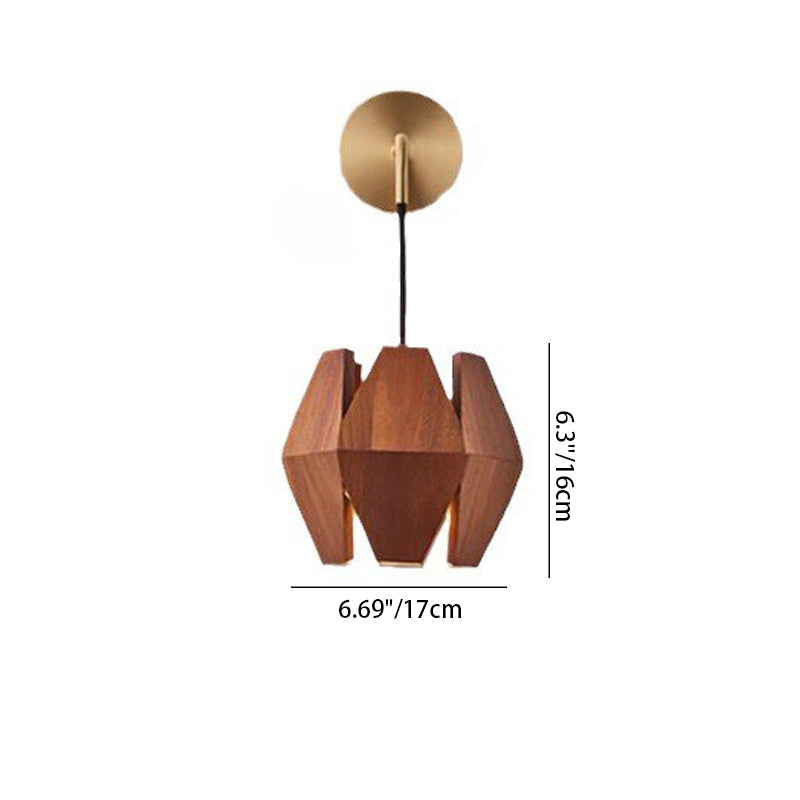 Traditional Vintage Prismatic Patchwork Wood Iron 1-Light Wall Sconce Lamp For Living Room