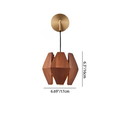 Traditional Vintage Prismatic Patchwork Wood Iron 1-Light Wall Sconce Lamp For Living Room