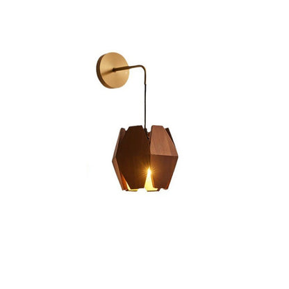 Traditional Vintage Prismatic Patchwork Wood Iron 1-Light Wall Sconce Lamp For Living Room