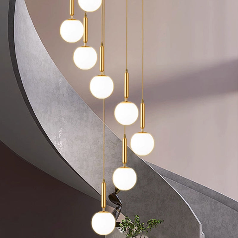 Modern Luxury Magic Bean Round Glass Iron 9-Light Chandeliers For Living Room
