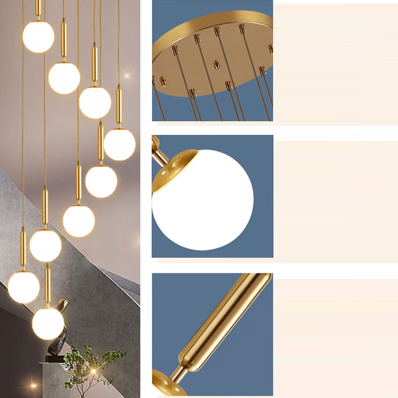 Modern Luxury Magic Bean Round Glass Iron 9-Light Chandeliers For Living Room