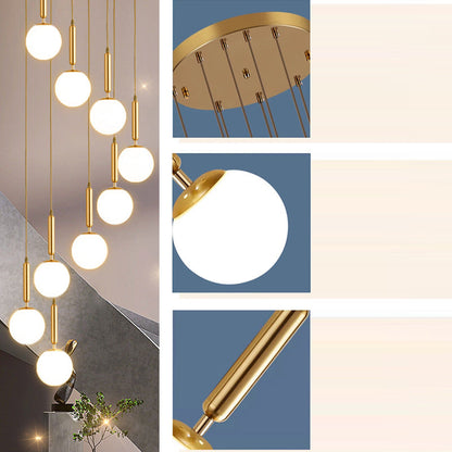 Modern Luxury Magic Bean Round Glass Iron 9-Light Chandeliers For Living Room