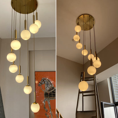 Modern Luxury Magic Bean Round Glass Iron 9-Light Chandeliers For Living Room