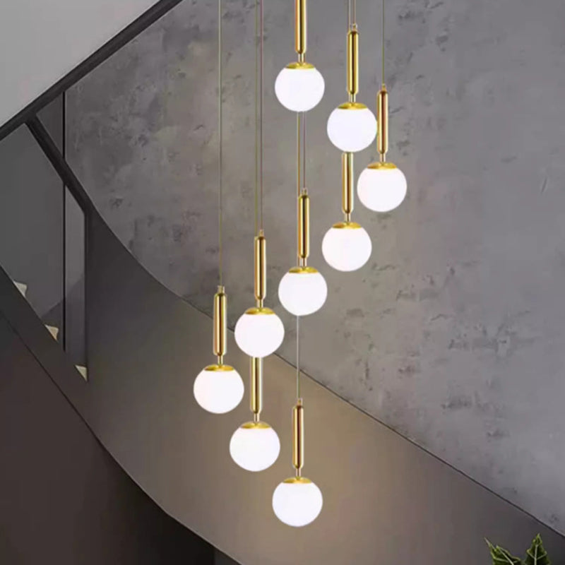 Modern Luxury Magic Bean Round Glass Iron 9-Light Chandeliers For Living Room