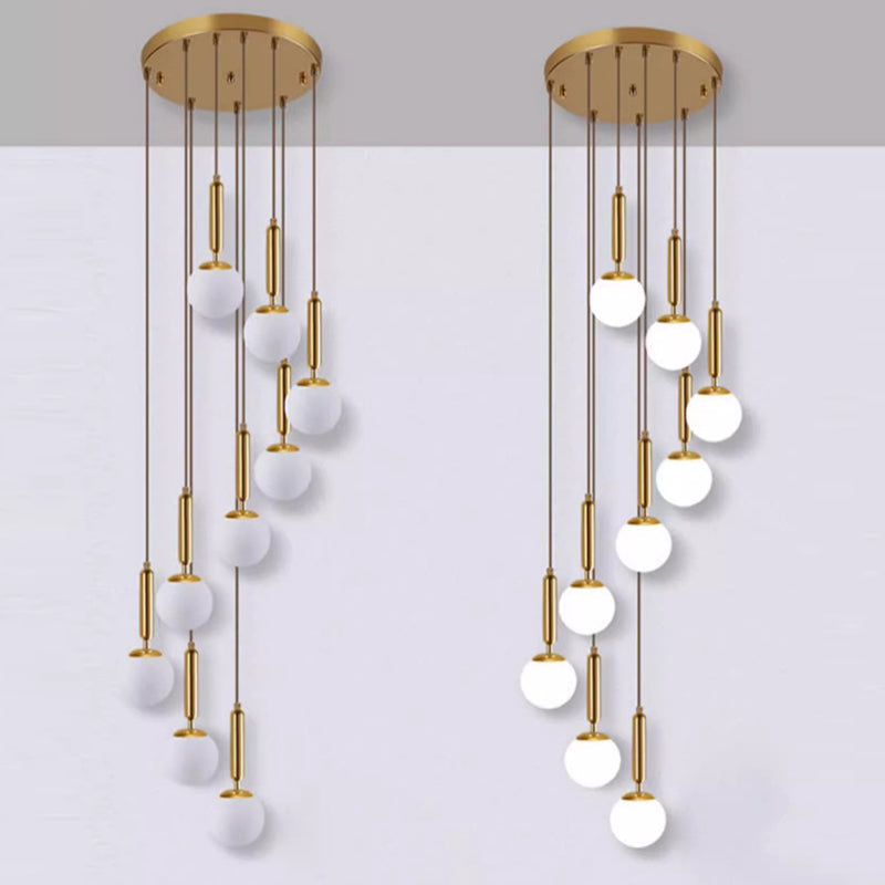 Modern Luxury Magic Bean Round Glass Iron 9-Light Chandeliers For Living Room