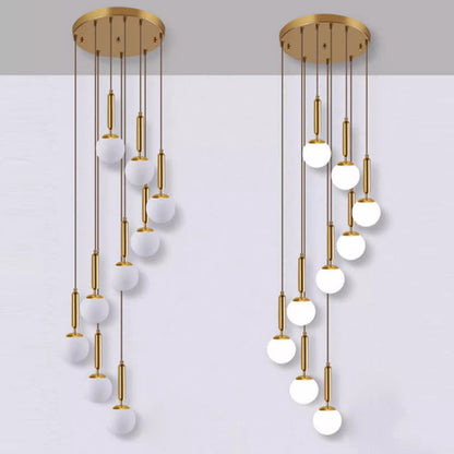 Modern Luxury Magic Bean Round Glass Iron 9-Light Chandeliers For Living Room