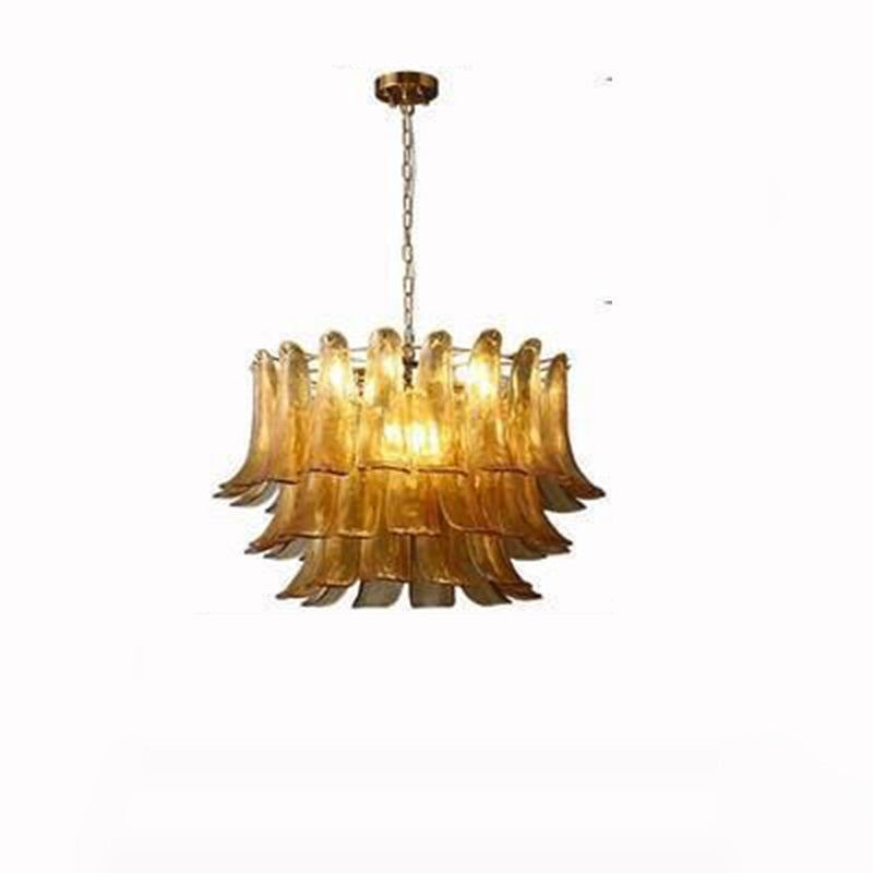 Traditional Vintage Horseshoe Split Round Glass Iron 7/9/15 Light Chandeliers For Bedroom