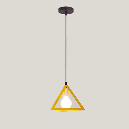 Contemporary Industrial Square Triangle Skeleton Iron 1-Light Pendant Light For Living Room