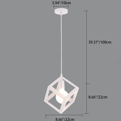 Contemporary Industrial Square Triangle Skeleton Iron 1-Light Pendant Light For Living Room