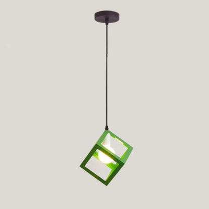 Contemporary Industrial Square Triangle Skeleton Iron 1-Light Pendant Light For Living Room