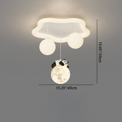 Contemporary Creative Panda Orb Cloud Petal Pebbles PE Iron LED Flush Mount Ceiling Light For Bedroom