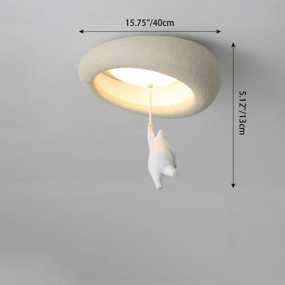 Modern Minimalist Cartoon Bear Oval Glass Resin LED Flush Mount Ceiling Light For Living Room