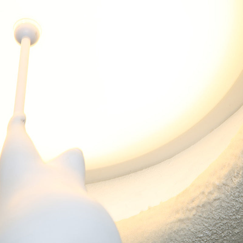 Modern Minimalist Cartoon Bear Oval Glass Resin LED Flush Mount Ceiling Light For Living Room