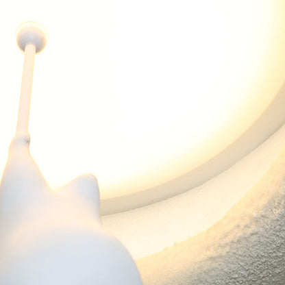 Modern Minimalist Cartoon Bear Oval Glass Resin LED Flush Mount Ceiling Light For Living Room