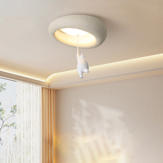 مصباح سقف LED بتصميم دب كرتوني بيضاوي من الراتنج الزجاجي بتصميم حديث وبسيط لغرفة المعيشة 