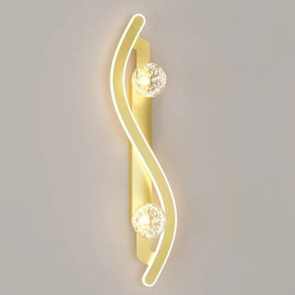 Modern Minimalist Round Long Curved PC Glass Iron LED Wall Sconce Lamp For Living Room