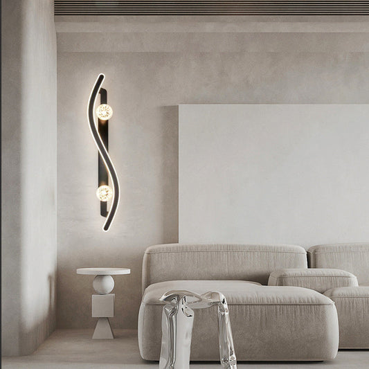 Modern Minimalist Round Long Curved PC Glass Iron LED Wall Sconce Lamp For Living Room