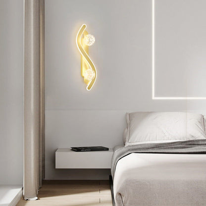 Modern Minimalist Round Long Curved PC Glass Iron LED Wall Sconce Lamp For Living Room