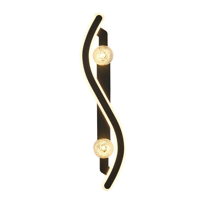 Modern Minimalist Round Long Curved PC Glass Iron LED Wall Sconce Lamp For Living Room
