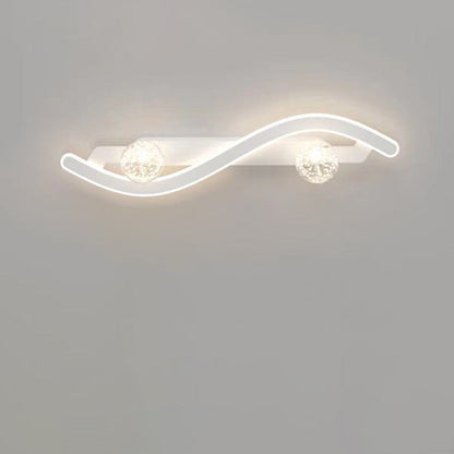 Modern Minimalist Round Long Curved PC Glass Iron LED Wall Sconce Lamp For Living Room